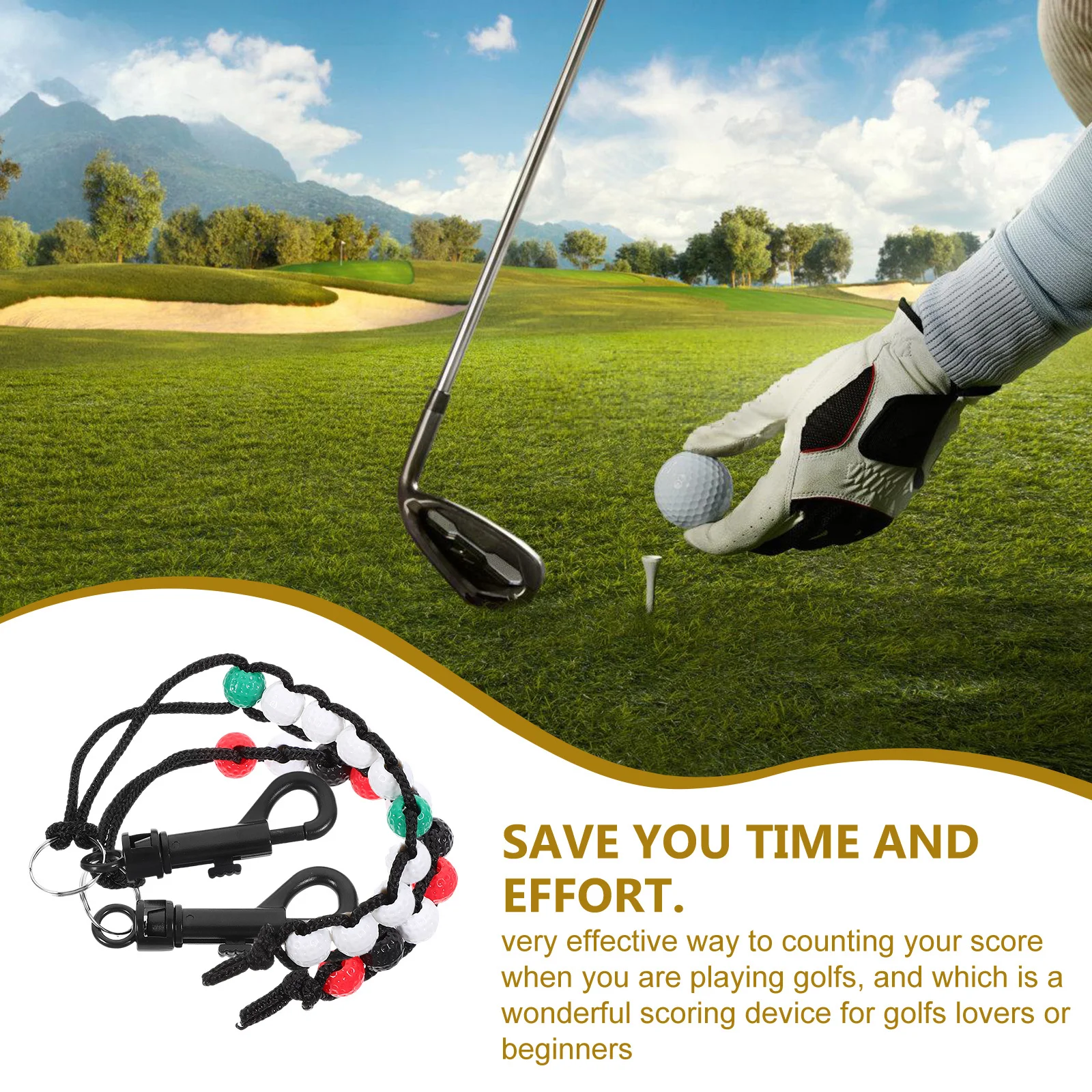 

2Pcs Golf Score Counter Beaded Stroke Scoring Tool Portable Golfing Accessory Golf Beads to Count Strokes