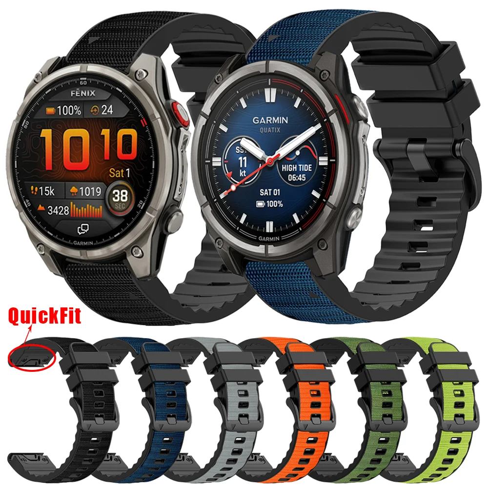 26 mm 22 mm snelsluiting horlogeband voor Garmin Quatix 8 Enduro 3/Epix pro Gen2 Instinct 3 Fenix 8 Pro E 7 7X nylon siliconen band