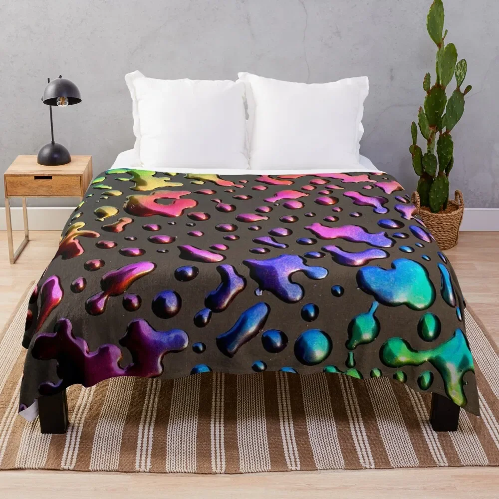 

Oil Slick Raindrops Throw Blanket Shaggy Picnic for sofa Quilt Blankets