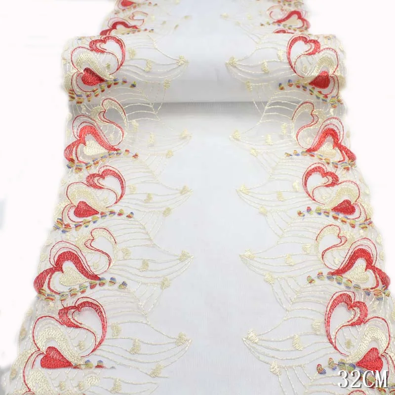 

20Yds Embroidered Lace Trim Hearts Clothes Accessoriesy Lingerie Bra Underwear Doll's Dress Sewing 32cm Width