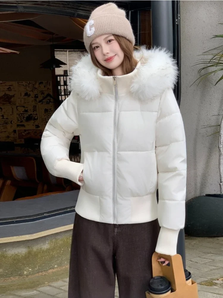 2026 Winter New Fleece‑Lined Thickened Women Parka Coat Korean Style Hooded Cotton Padded Jacket Warm Cotton Outerwear