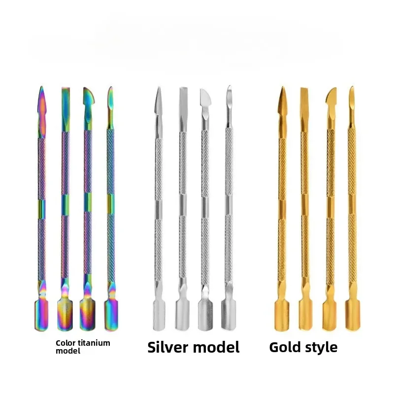 4 Stainless Steel Cuticle Pushers for Manicure & Pedicure, Dual-Ended Tools with Sharp Spoon Tips, Care Accessories