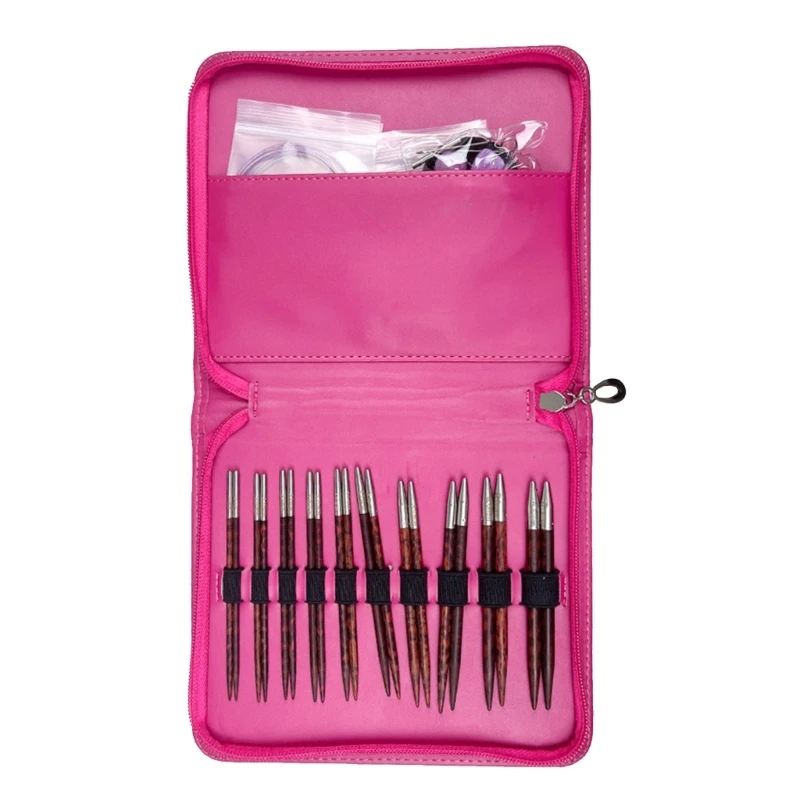 

10Pairs Interchangeable Circular Knitting Needle Set with Zippered Case, Needle Tip Size 3mm-6.50mm for Knitting