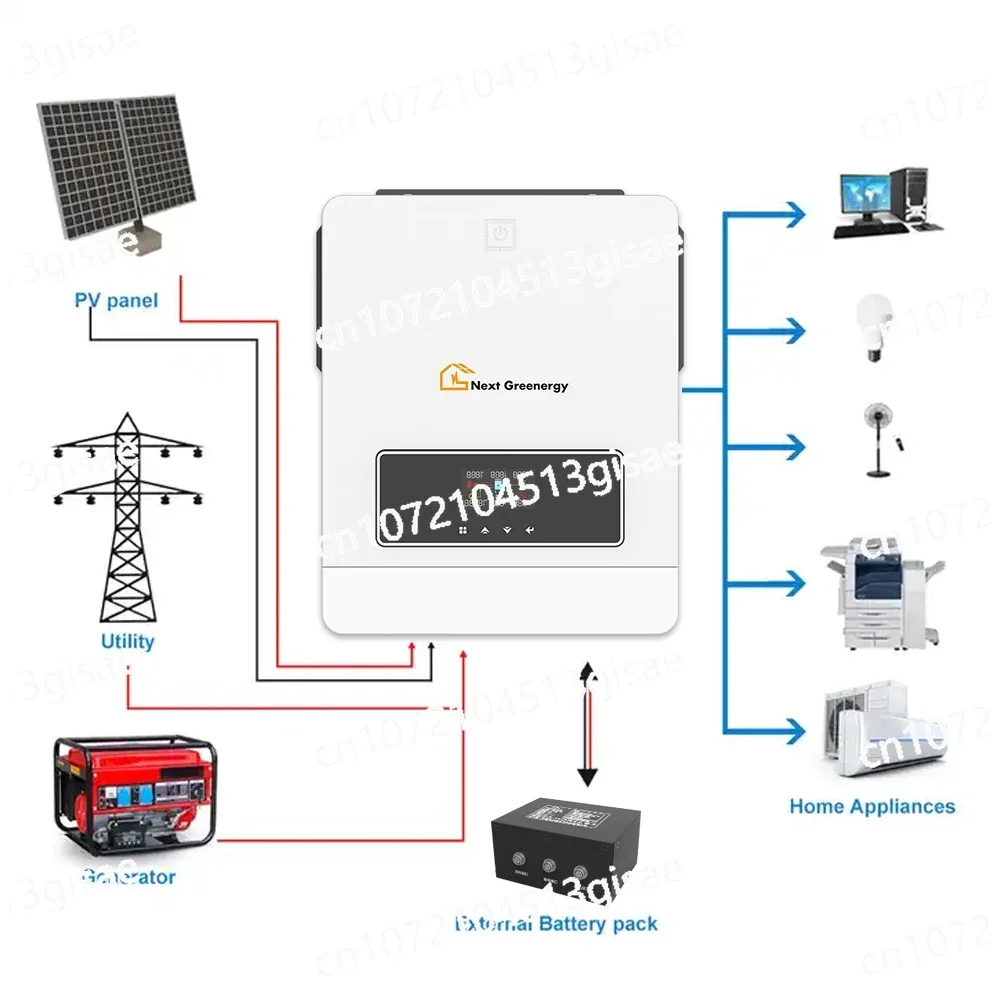 

4KW 5KW 6KW 7KW 8KW 10KW Power Home Inverter on Off Grid Pure Sine Wave with MPPT Hybrids Inverters for Solar Energy System