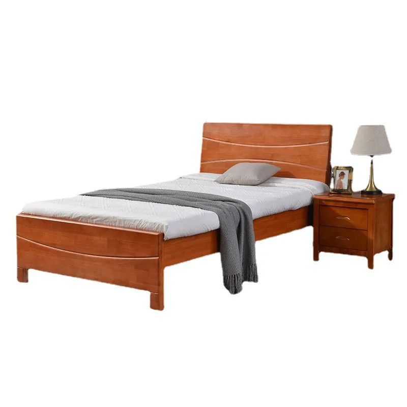 

Solid wood bed 1.2 1.8 meters Log color double bed Modern simple oak e****my apartment Single rental roo
