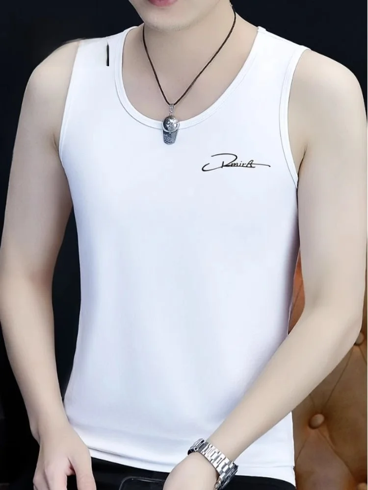 

High-End Cotton Knitted Vest Men's Summer Fitn Sport Sweatirt Svel T-irt Knit oulder Pads Busin Casual