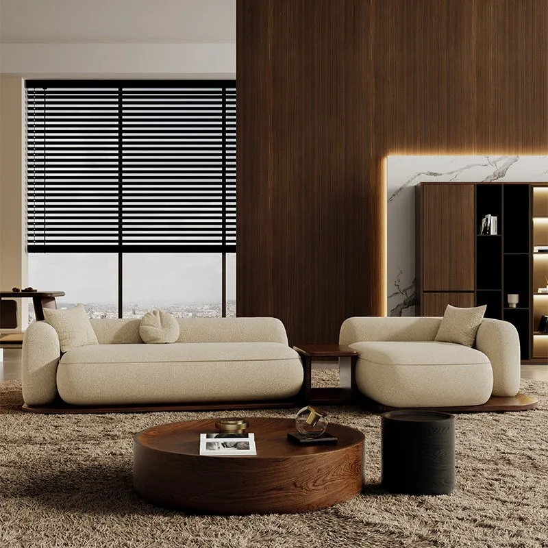 Special-shaped solid wood sofa, office meeting guests for negotiation, rest area, reception and sales office, hotel shop lobby