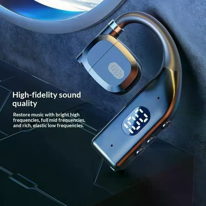 Single Ear Wireless Bluetooth Earpiece Ergonomic Design 360° Surround Sound Long Battery Headset for Gift Giving