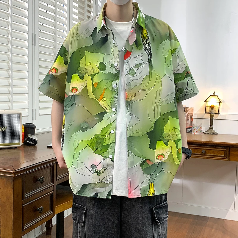 2025 Men's Tropical Floral Beach Shirt - Lightweight Short Sleeve Hawaiian Shirt for Summer Vacation Breathable Resort Wear Tops