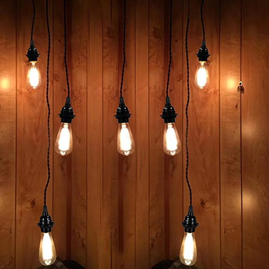 Black E26/ E27 Light Sockets, Retro Edison Lamp Holder with E26 Medium Screw, 200℃ Heat Resistant Standard Screw-in Lamp Socket