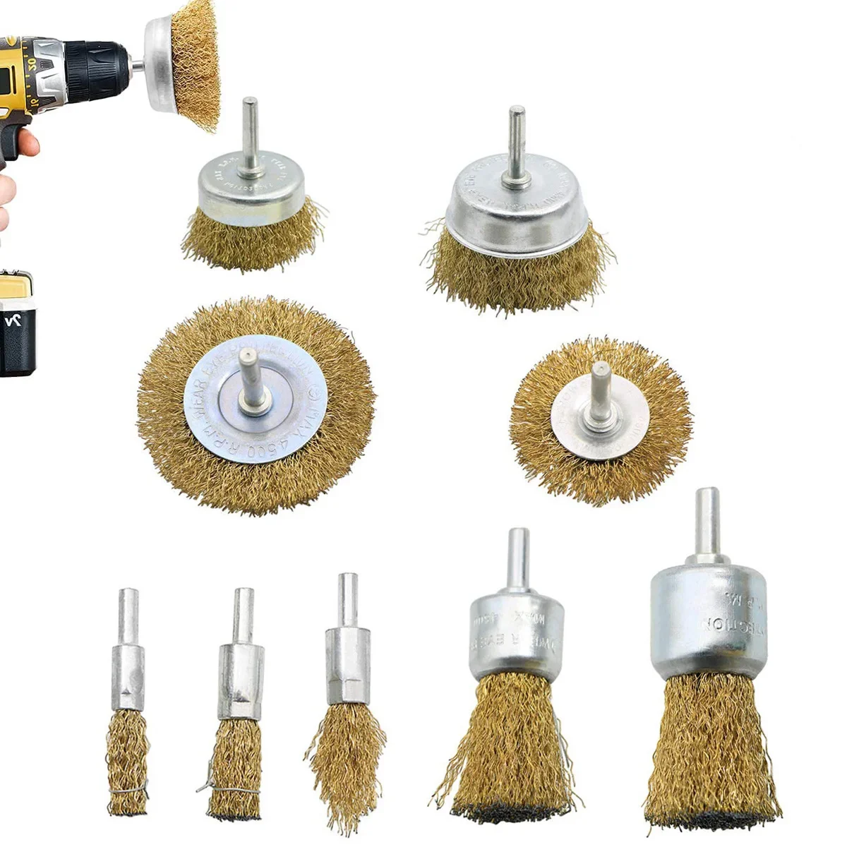 Grosseiro Frisado Fio Escova Ajustada Fio Roda Copo Broca Acessório Pack 14 Shank