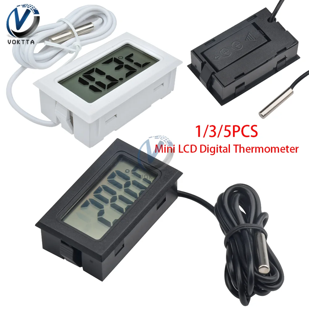 미니 LCD 디지털 온도계, 실내 편리한 NTC 프로브 온도 센서,-20 ℃ ~ 110 ℃ 온도 테스터 감지기, 1 ~ 5 개