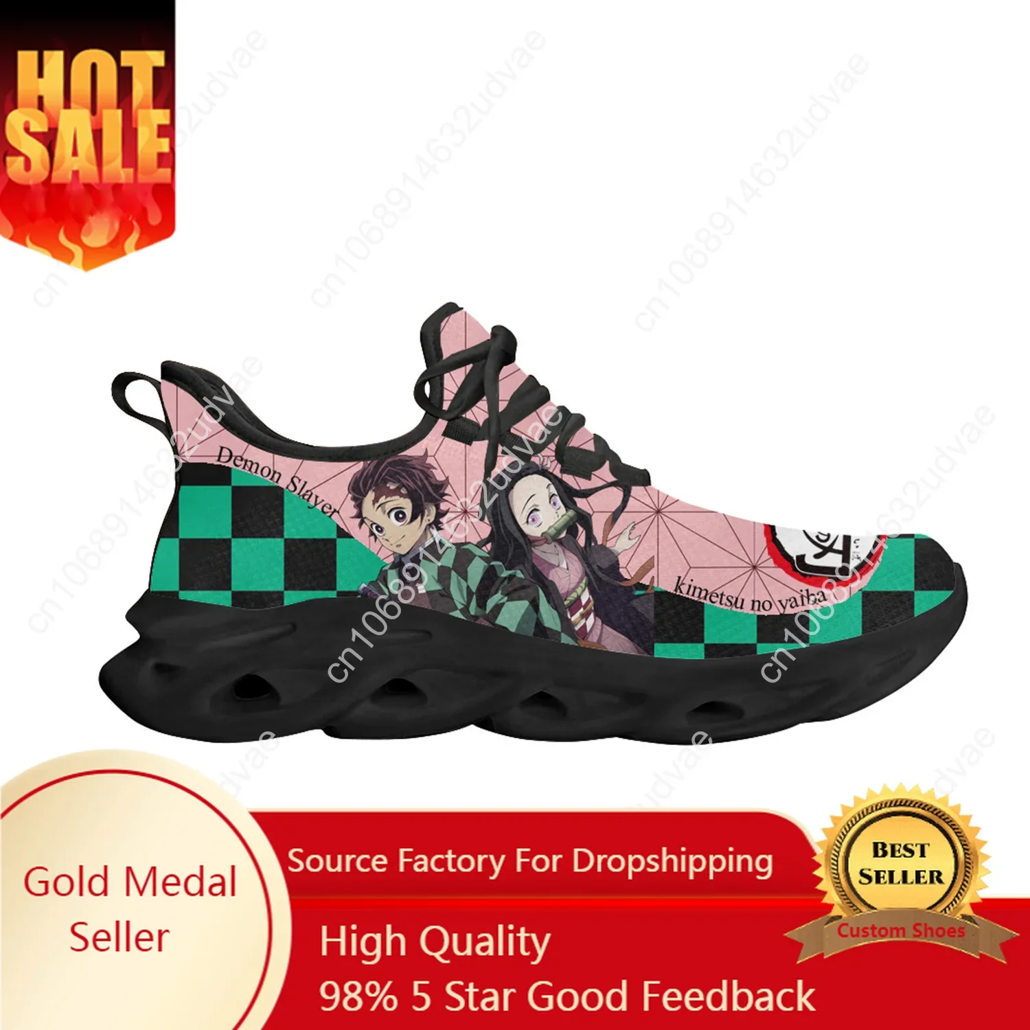 Demon Slayer Kimetsu No Yaiba mieszkania trampki męskie damskie sportowe buty do biegania wysokiej jakości DIY tenisówki buty wykonane na zamówienie