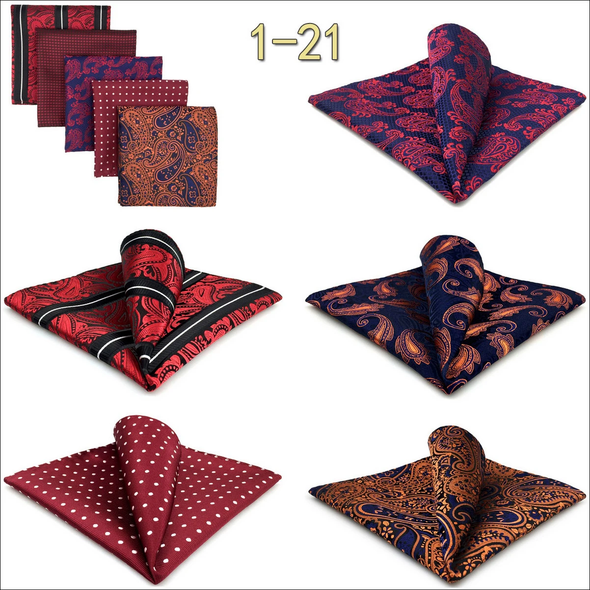 5 Pieces Mens Jacquard Pocket Square Set Multi Styles Handkerchief Suit Pocket Towel Hanky Vintage Business Accessories Gift