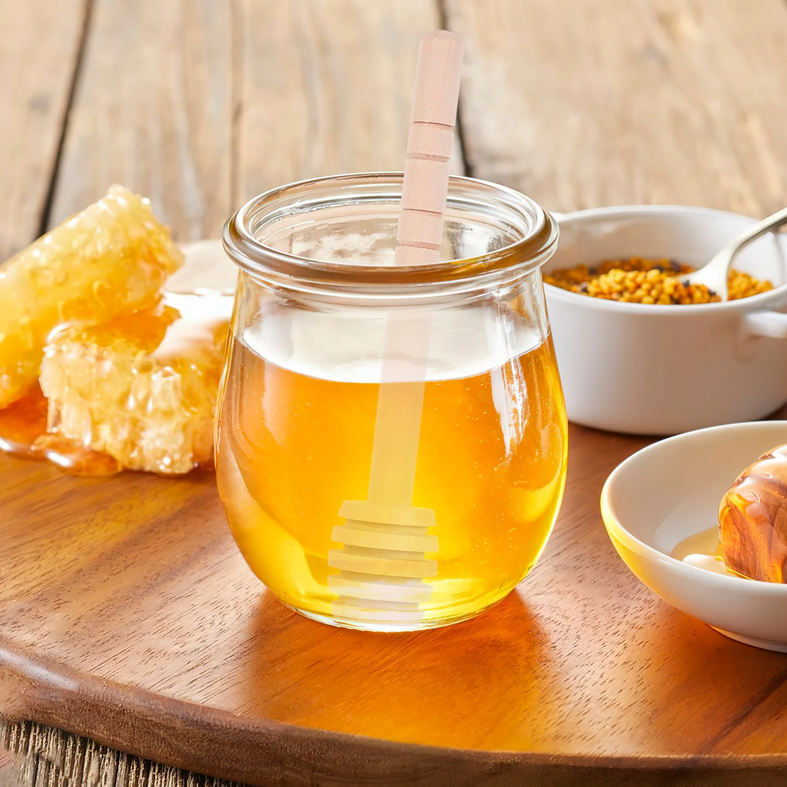 

20Pcs 3.9inch Wood Honey Dippers Mini Mixing Stirrers for Jam Honey Comb Dispensing Drizzling Portable Reusable Kitchen