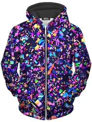 New Psychedelic Graphic Zipper Hoodie For Men Fashion Casual Hip Pop Sweatshirts Loose Kids Zip Up Coat Outdoor Men Clothes