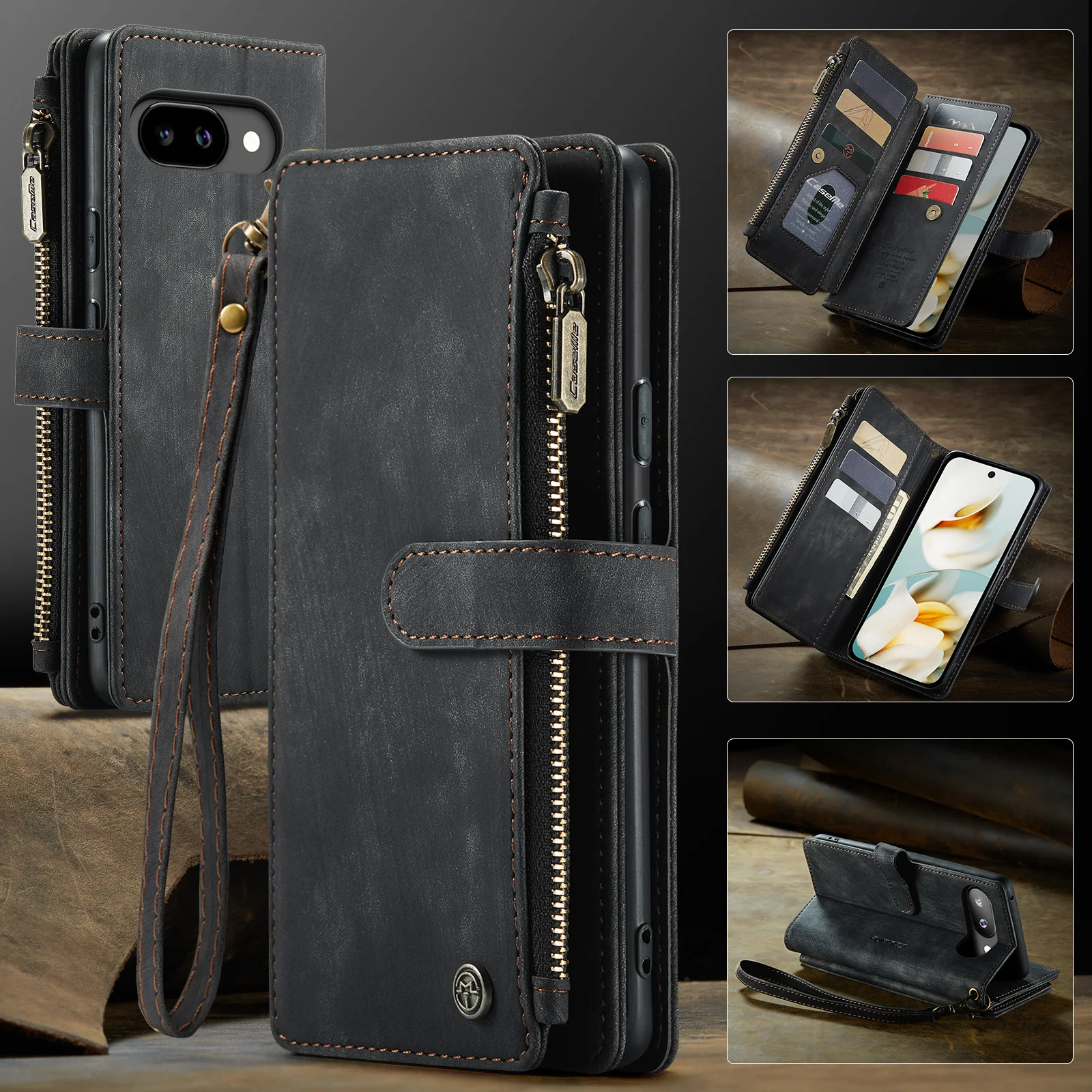 

CaseMe-C30 For Google Pixel 7A 8 8 Pro 9A 9 Pro 9 10 Pro XL Luxury Magnetic Flip PU Leather Wallet Case Card Slots Holder Cover