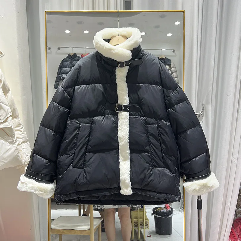 2023 inverno nuove donne cotone piumino impiombato cappotto colletto alla coreana giacca spessa calda moda femminile Design Chic parka