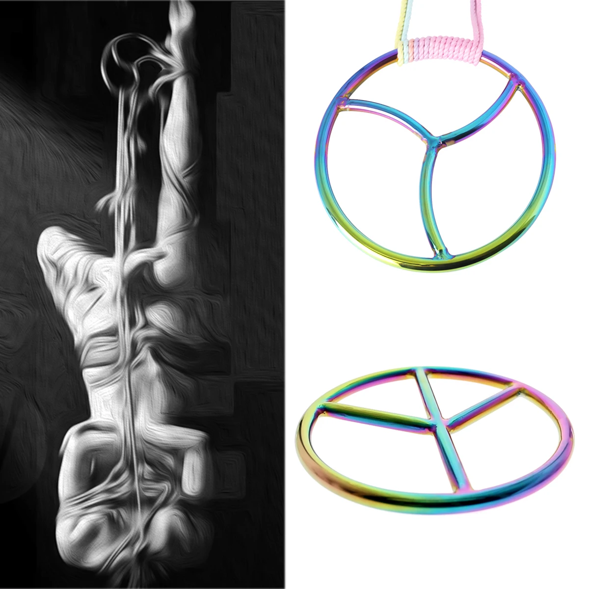 

Rainbow Japanese Shibari Ring Metal BDSM Restraints Artistic-erotic Suspension Bondage Central Adult Games Sex Toys Anchor Base