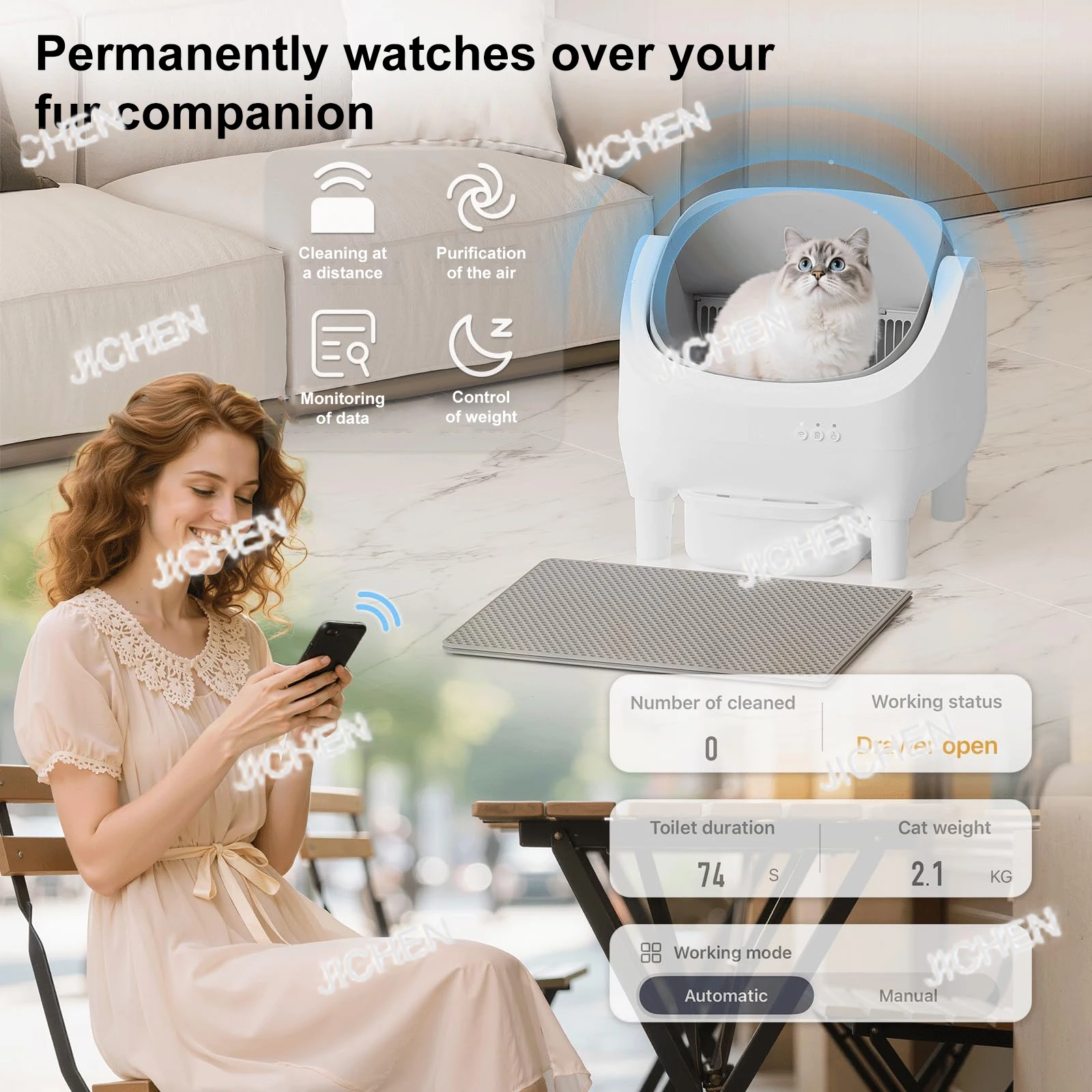 HG Large-capacity Automatic Smart Cat Litter Box Smart Open Top Quiet Self-cleaning Cat Litter Box With APP Cat Toilet