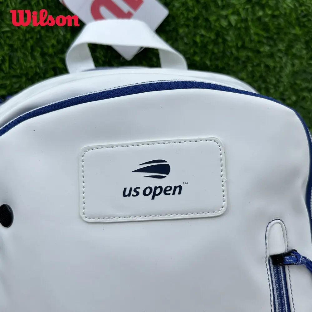 Wilson US Open Super Tour 2 Pack Racquets Bag Team White Blue Lightweight Racket Backpack Large Tennis Bag with Heat Insulation