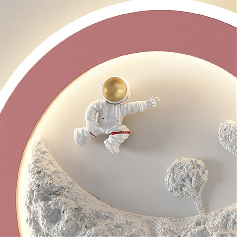 Children'S Room Round Astronaut Moon Led Wall Lamp Bedroom Decorations Boys Girls Bedside Sleeping Night Light Aisle Sconces Art