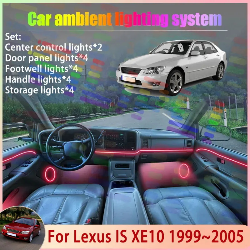

Для Lexus IS XE10 1999 ~ 2005 2000 2001MK1 Altezza 2/18 в 1, автомобильная атмосферная лампа, RGB абажур, ансамбль, стример, атмосферный набор