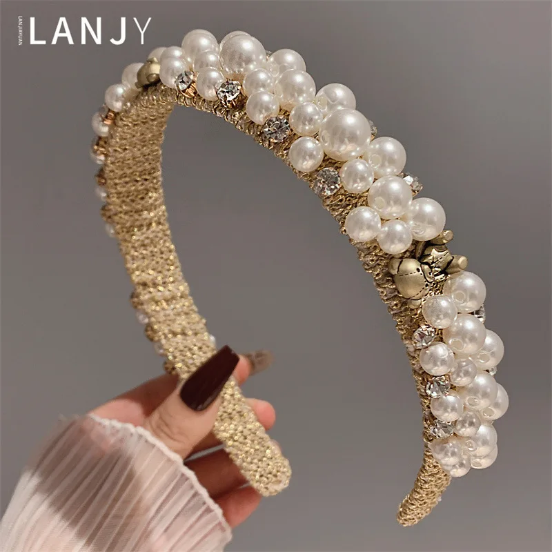 

Fashion Heavy Industry Pearl hair accessories Hair Hoop bands headband for women Women's New in Style Temperament Retro Hairpin