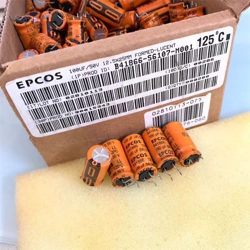 10pcs EPCOS Orange Siemens 100UF 50V High Temperature Resistant 125 ℃ Fever Filter Electrolytic Capacitor