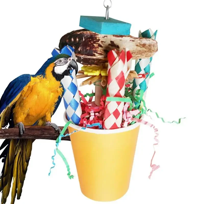 

Colorful Parrot Chew Toys, Foraging Natural Bird Cup, Parakeet, Conure Cockatiel, Lovebird and Small Birds