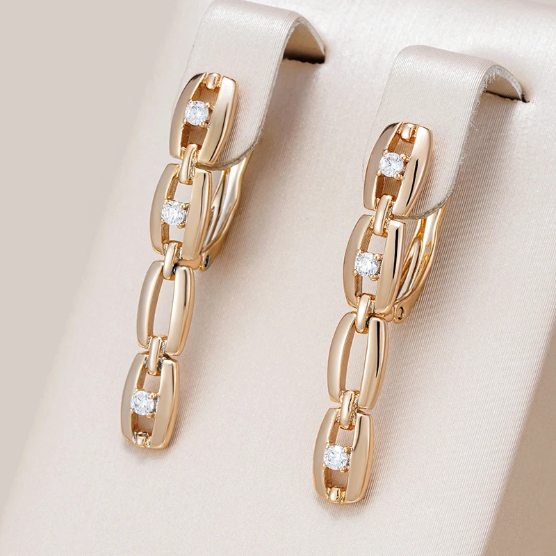 Kinel Innovative 585 Rose Gold Color Drop Earrings Luxury Elegant Bar Cutout Earrings for Woman Fashion Vintage Jewelry 2022