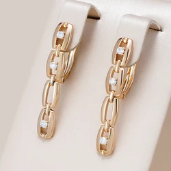 Kinel Innovative 585 Rose Gold Color Drop Earrings Luxury Elegant Bar Cutout Earrings for Woman Fashion Vintage Jewelry 2022