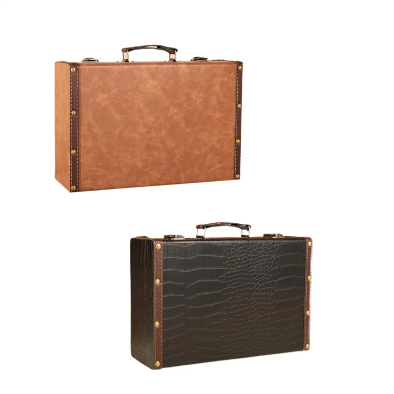 Vintage Style Jewelry Box Organizer Wooden Suitcase Storage Container for Necklace Earrings Cosmetics Home Decorative