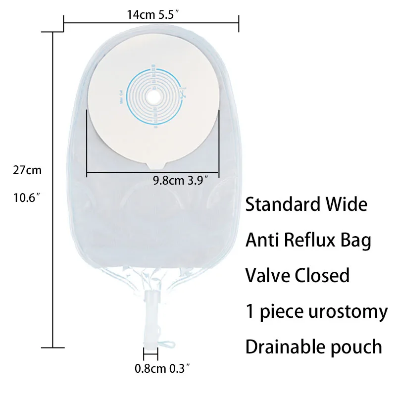 Urostomy Supplies,Medicals Drainable Pouches,Waterproof Ostomy Stoma Bags 1 Piece System Cut-to-Fit（Max Cut 45mm）10PCS