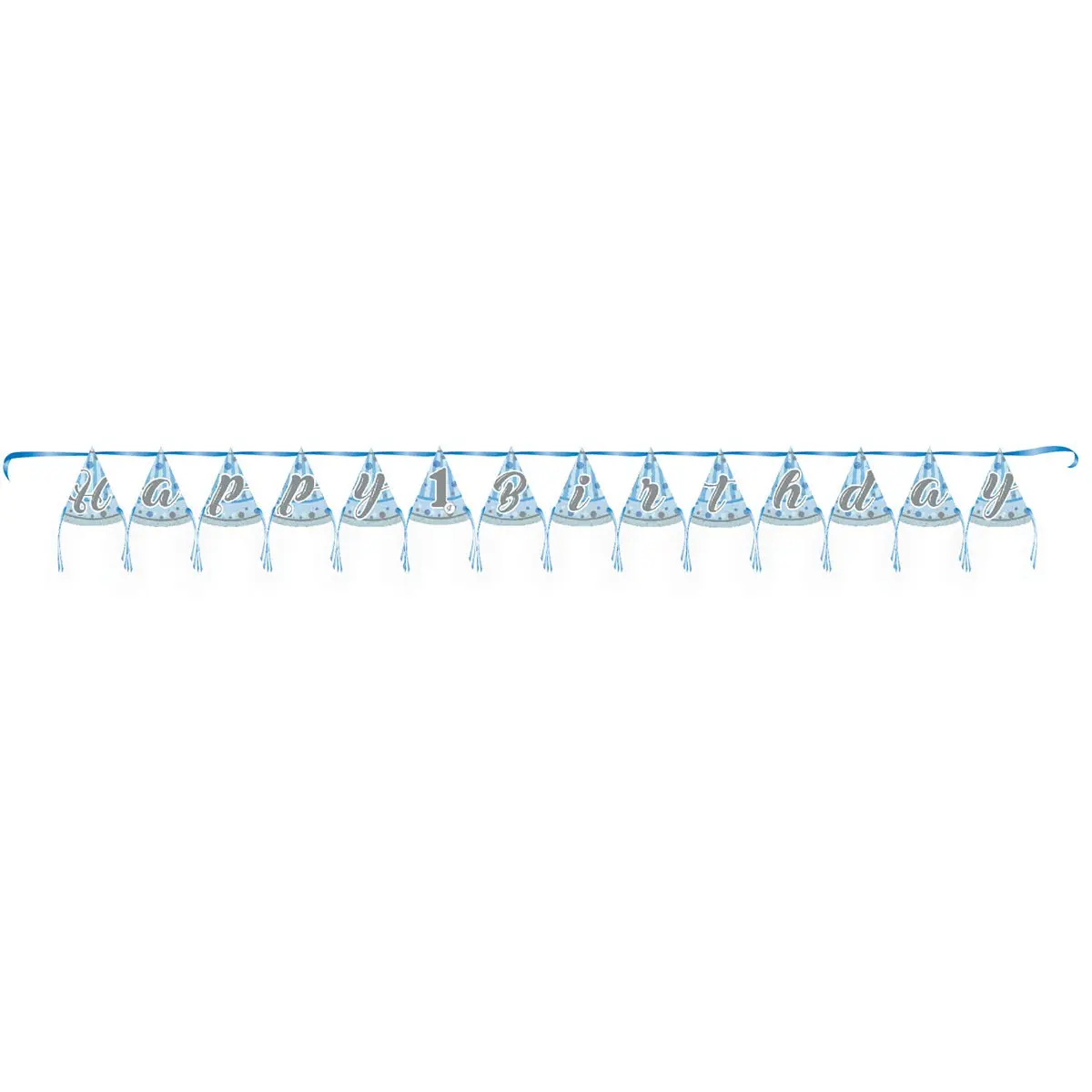 THB5480 balloons, shimmering 1st Birthday blue, cone Banner