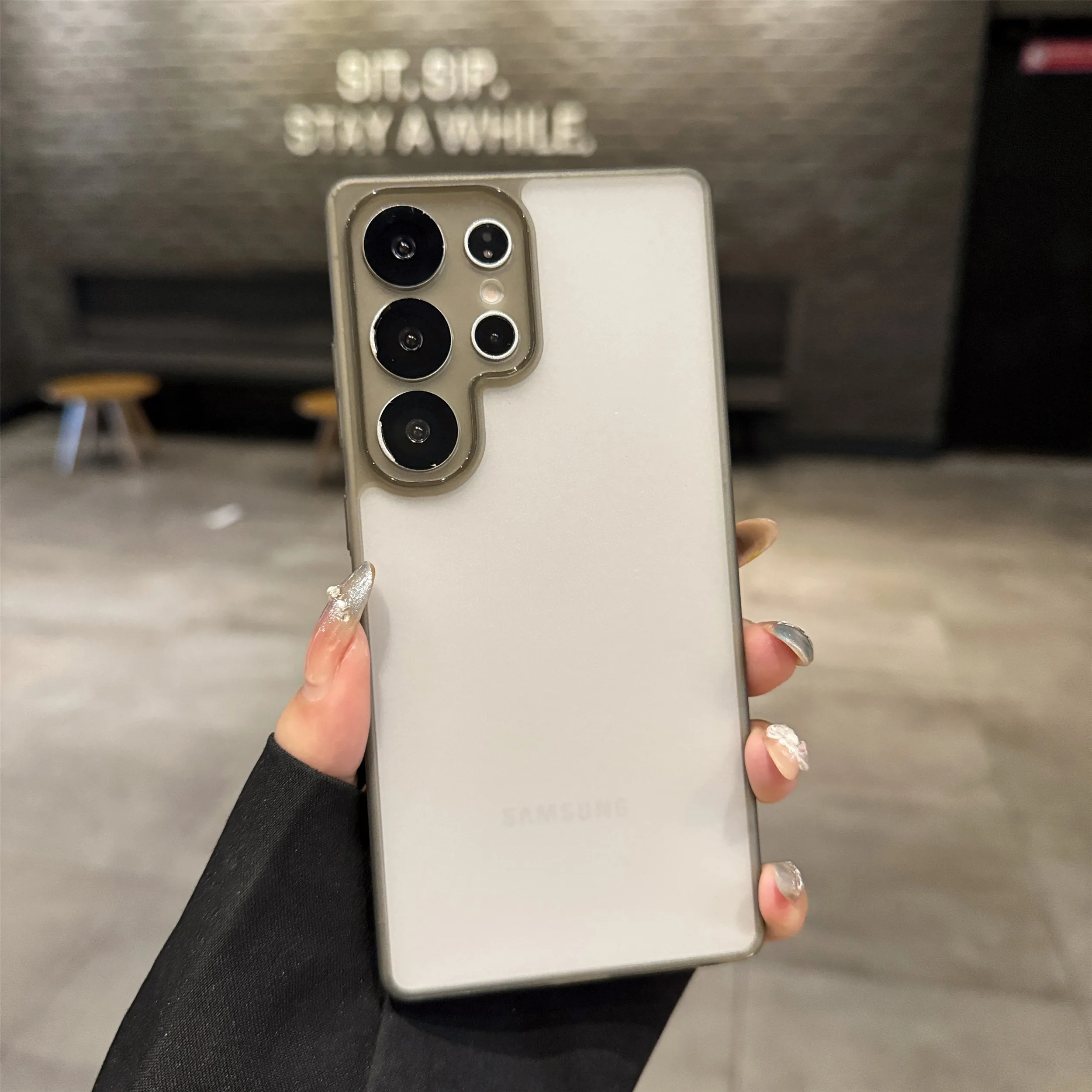 Ultradünne, matte Silikonrahmen-Stoßstangenhüllen für Samsung Galaxy S25 S24 S23 Plus, ultrurchscheinende, stoßfeste, harte Rückseite