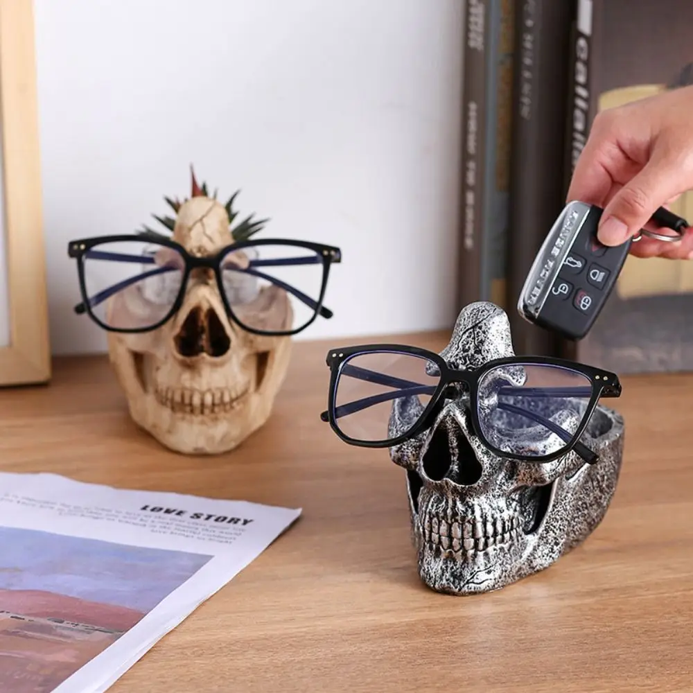 

Creative Skull Glasses Holder Anti-slip Universal Glasses Display Stand Keychain Storage Desktop Eyeglass Jewelry Orgainzer