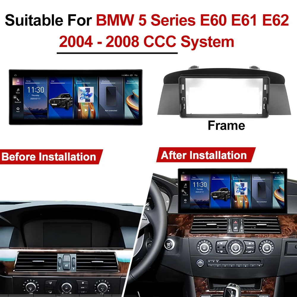 12.3" Ultra-thin Screen Android 16 BT for BMW 5 Series E60 E61 E62 2004-2008 CIC CCC System 4G Car Radio Video Multimedia Player view 5