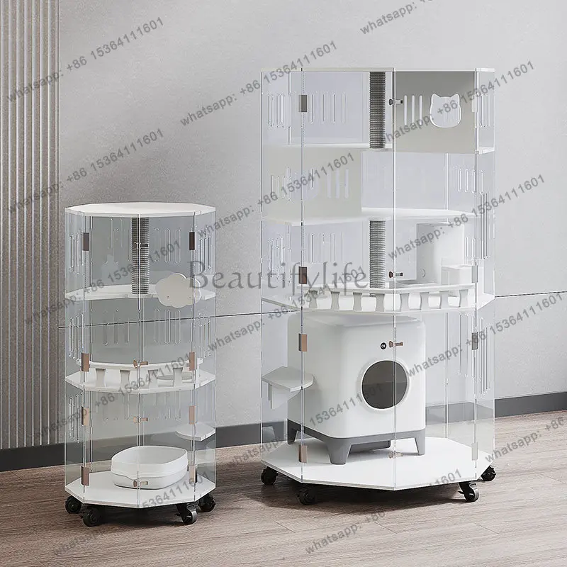 Household luxury automatic cat litter box non-solid wood acrylic panoramic cat cabinet