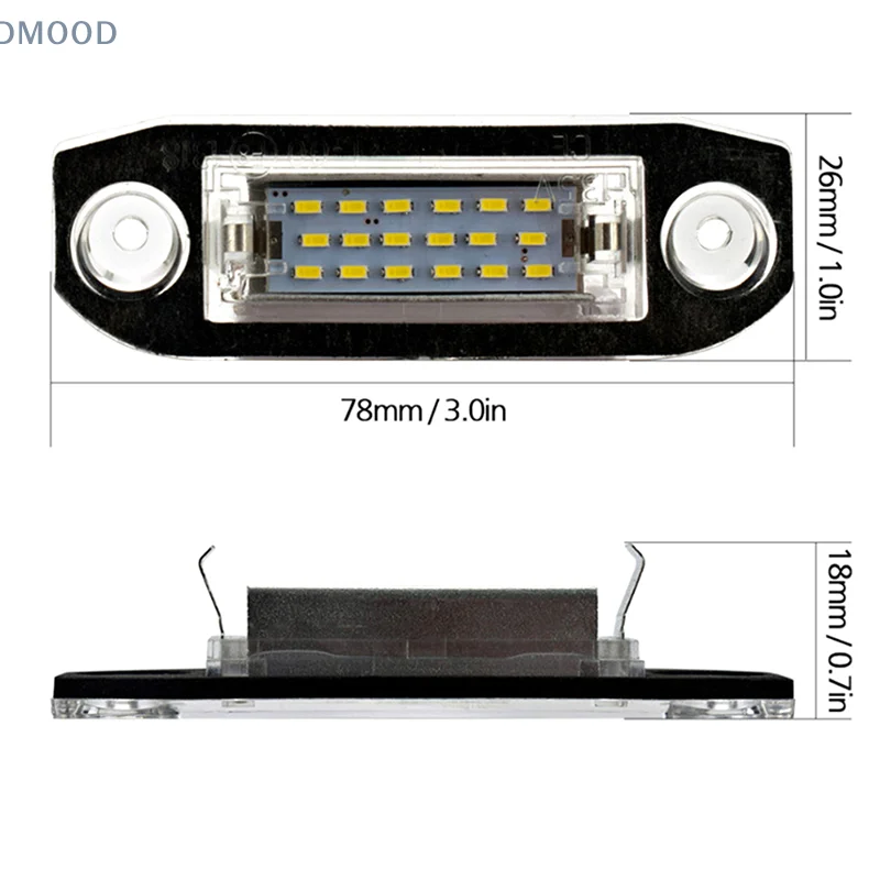 1Pcs LED Car license plate light 12V white light for Volvo S40 S60 S80 XC70 XC60 S60 C70 V50 XC70 V70 White Car Lamp 12V