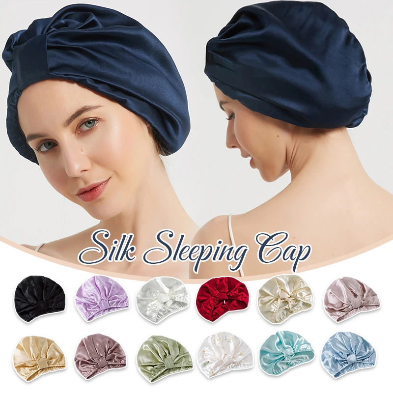 Satin Bonnet Sleep Cap Silk Sleeping Cap With Elastic Band  Head Wrap Beauty Salon Women's Loose Night Hat Bath Caps Hair Care