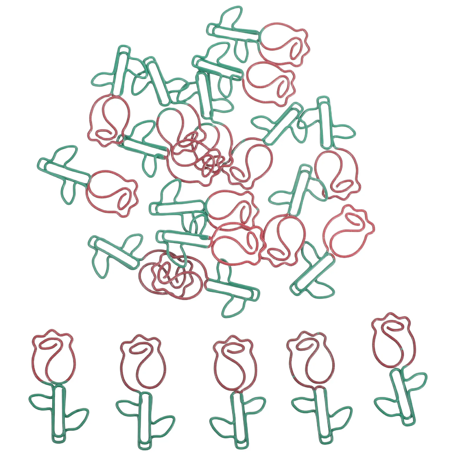 

20Pcs Rose Shape Paper Clips Metal Bookmarks Cute Fun Planner Clips for School Office Document Organizing Accessories
