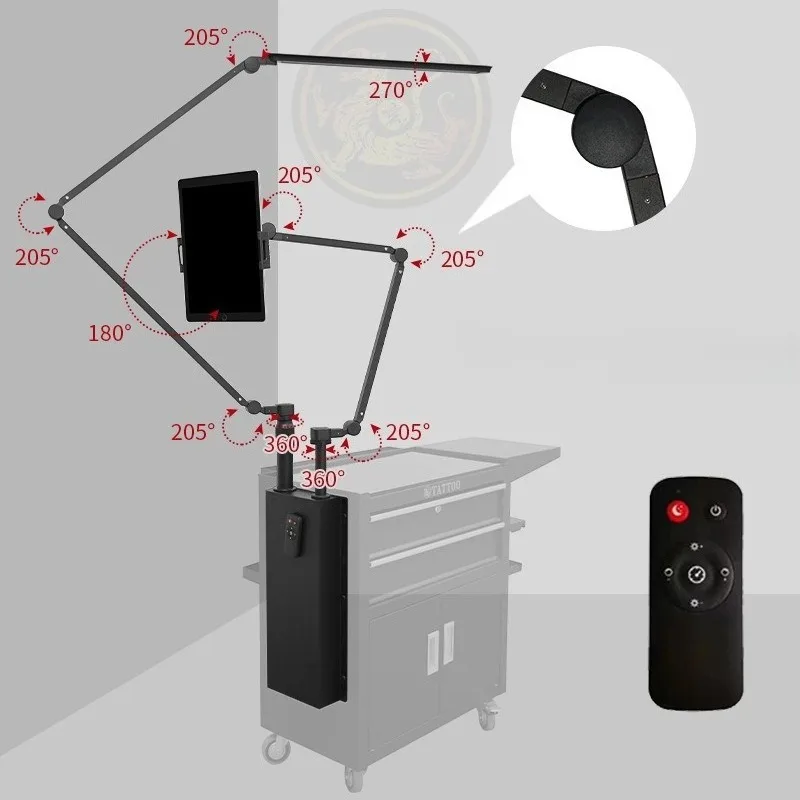Tattoo LED Fill Light Aluminum Folding Swing Arm Lamp Remote Control Lighting Tattoo Workbench Permanent Makeup Artist Equipment
