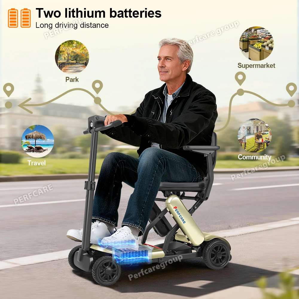Strong Loading Capacity Dual Lithium Battery Electric Scooter Lightweight Aluminum Portable Foldable For Seniors Adults Outdoor