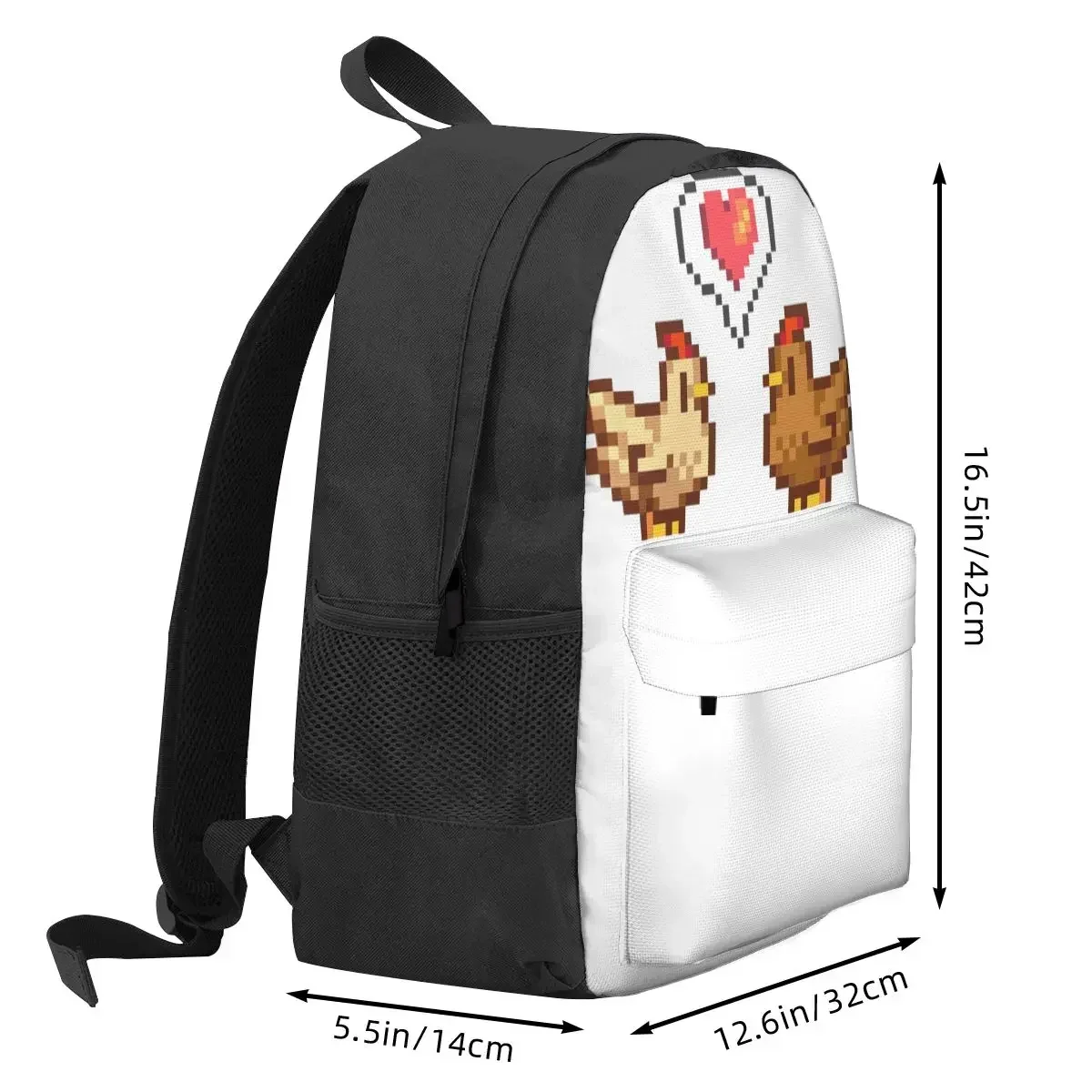 Stardew Valley Chicken Love 배낭 소년 소녀 Bookbag 어린이 학교 가방 만화 어린이 배낭 노트북 배낭 숄더 백