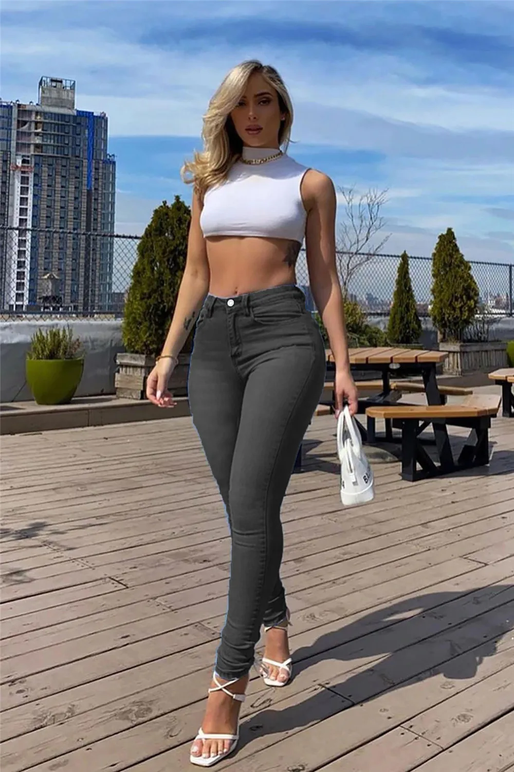 Jean Skinny Élastique Toocool M5780 - Pantalon Slim Push-Up Coupe Ajustée Femme