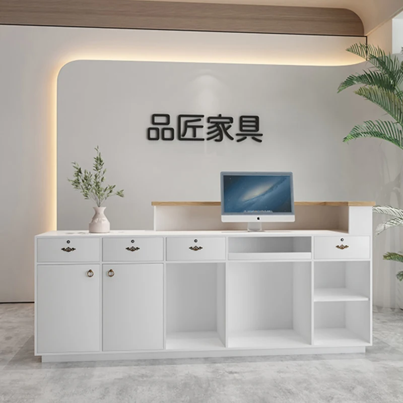 Parental White Retail Table Office Modern Massage Checkout Luxury Table Register Executive Theke Rezeption Commercial Furniture