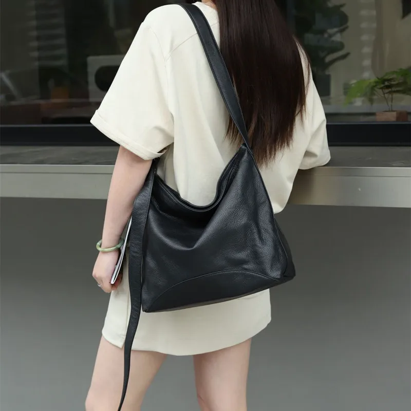 2024 Ladies Large Soft Genuine Leather Shopper Tote Bag Female Handbags Underarm Shoulder bags For Women Casual Messenger Bag