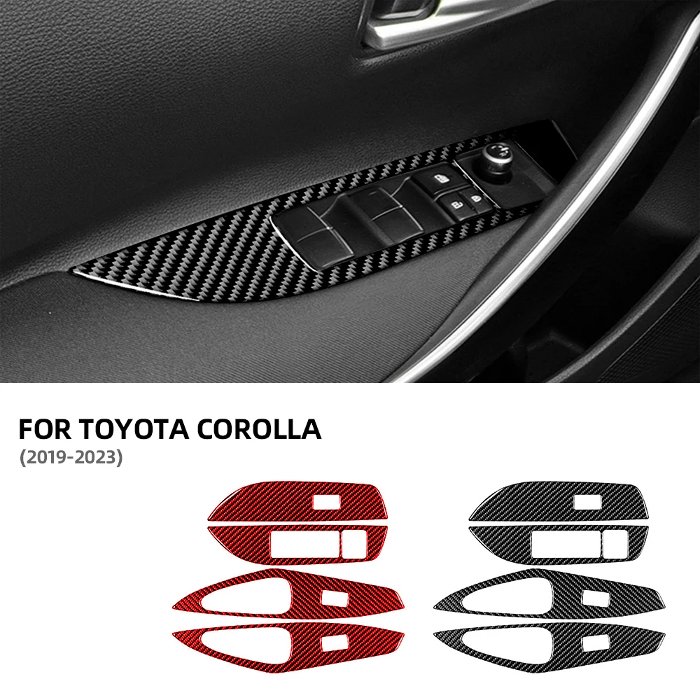 

Real Soft Carbon Fiber Sticker For Toyota Corolla 2019 2020 2021 2022 2023 Car Lift windowkey Decor Strip Panel Trim Acceccories