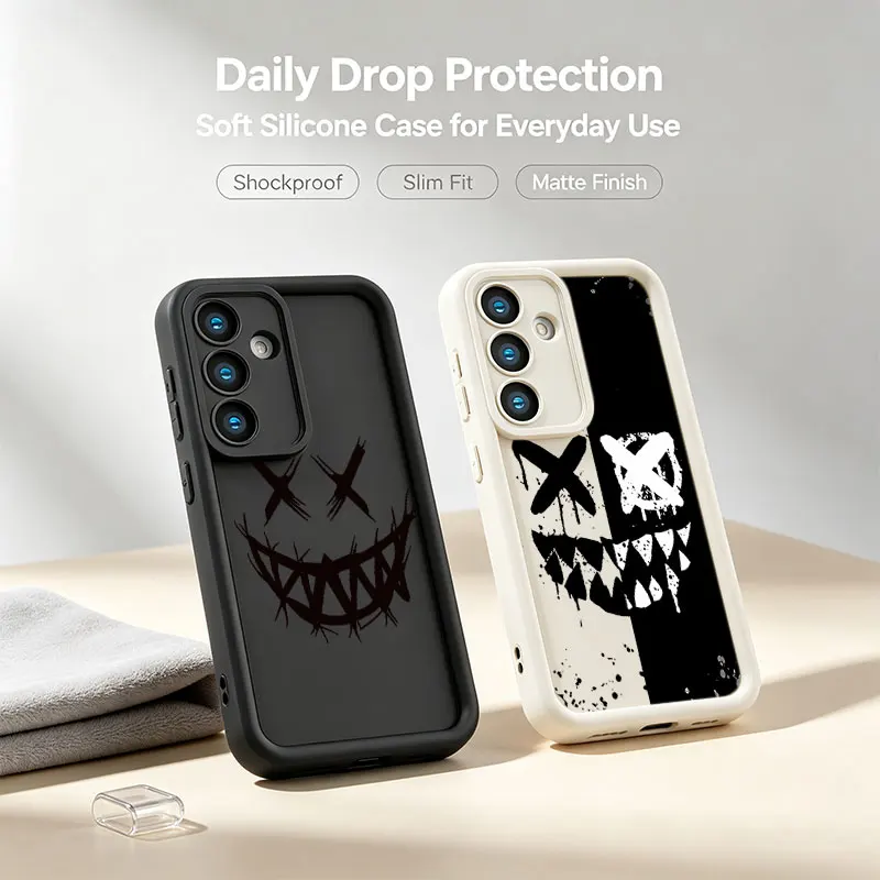 Smiling Devil Matte Phone Case For Samsung Galaxy A17 A16 A15 A14 A07 A06 A57 A56 A55 A54 A53 A52 A36 A35 A34 A33 A26 A25